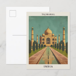 Cartão Postal Taj Mahal India Elegante Viagens vintage de Arte