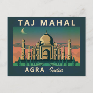 Cartão Postal Taj Mahal India Viagem Art Vintage