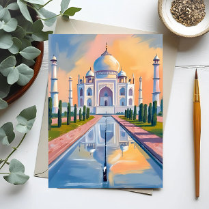 Cartão Postal Taj Mahal Índia Viagem Pintura