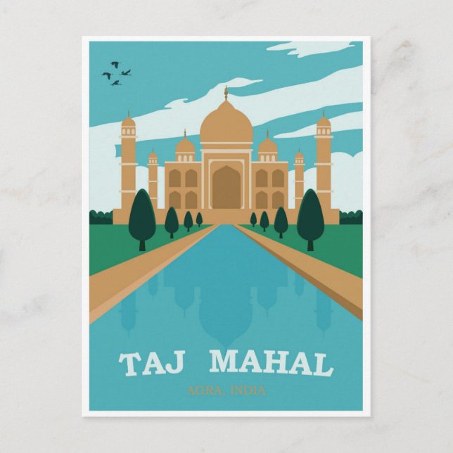 Cartão Postal Taj Mahal India Viagens vintage (Frente)