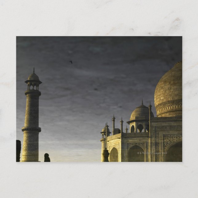 Cartão Postal Taj Mahal reflete sobre a água ao amanhecer com al (Frente)