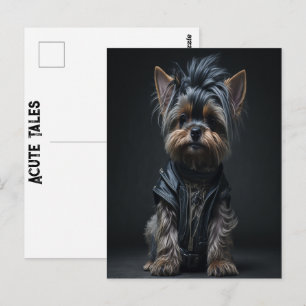 Cartão Postal Tales Agudas do Yorkshire Terrier Yorkie Roupas de