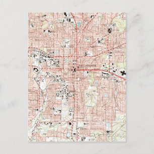 Cartão Postal Tallahassee Florida Map (1999)