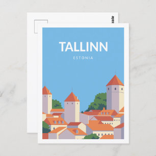 Cartão Postal Tallin Estônia Famosa Ilustração Viagem