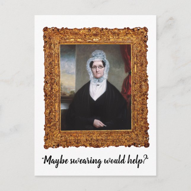 Cartão Postal "Talvez Jurar Ajudaria" Cartaz Engraçado (Frente)