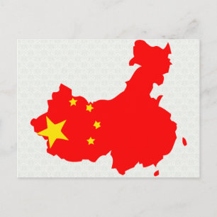 Cartão Postal Tamanho do cheio do Mapa de Sinalizador da China