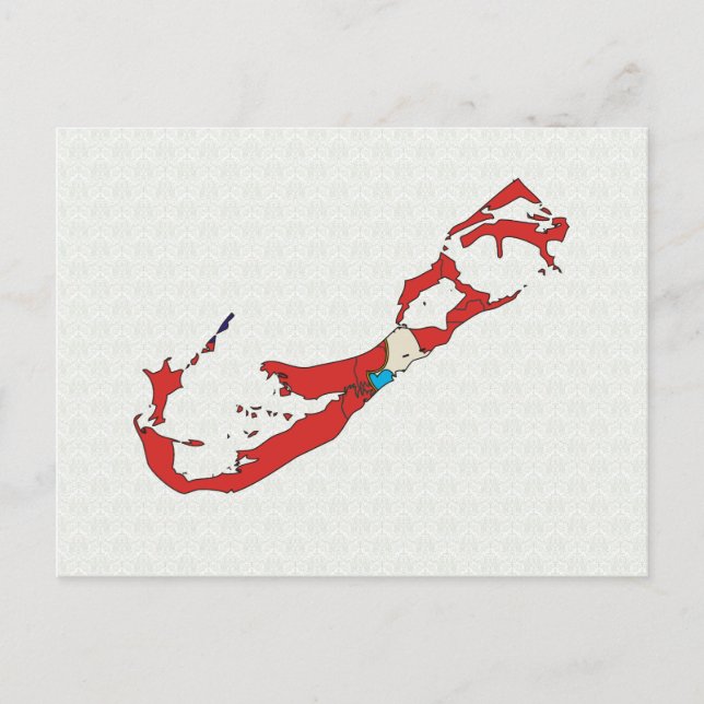 Cartão Postal Tamanho do cheio do Mapa de Sinalizador das Bermud (Frente)