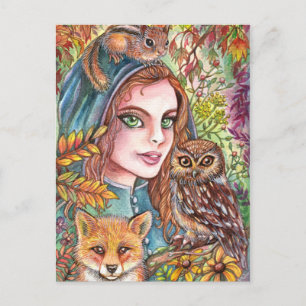 Cartão Postal Tamer em Autumn Woods