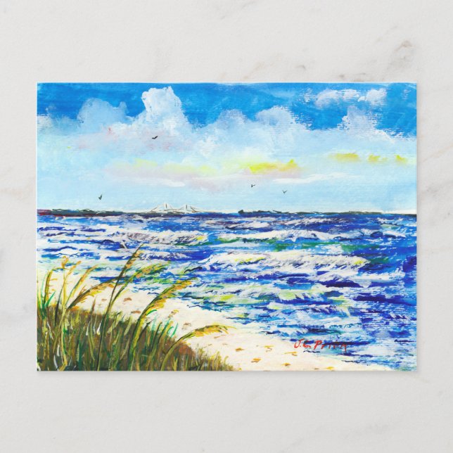 Cartão Postal Tampa Bay Florida Beach Sunshine Skyway Bridge (Frente)