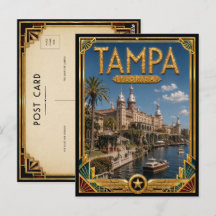 Tampa Flórida Arte Deco Vintage Era de Ouro