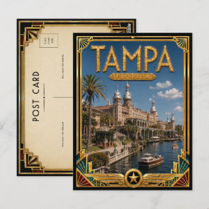 Cartão Postal Tampa Flórida Arte Deco Vintage Era de Ouro