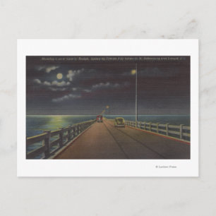 Cartão Postal Tampa, Flórida - Vista ao Luar da Ponte Gandy