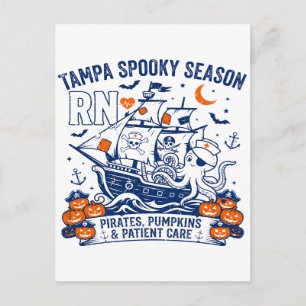 Cartão Postal Tampa Spooky Season Piratas Abóboras Cuidados ao P