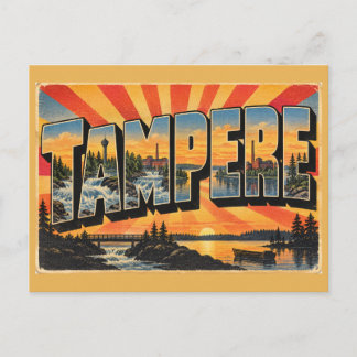Cartão Postal Tampere Rapids Lakes Vintage Travel Art