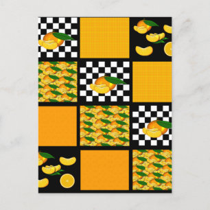 Cartão Postal Tangerina e Xadrez em Patchwork