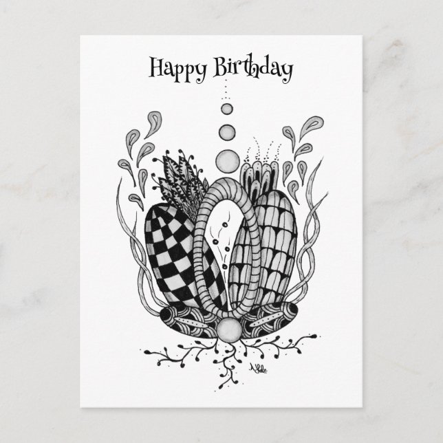 Cartão Postal Tangle Art: Florales Design, Ovale -  (Frente)