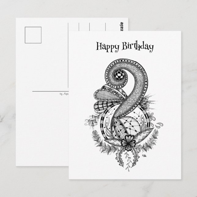 Cartão Postal Tangle Art: Florales Motiv -  (Frente/Verso)