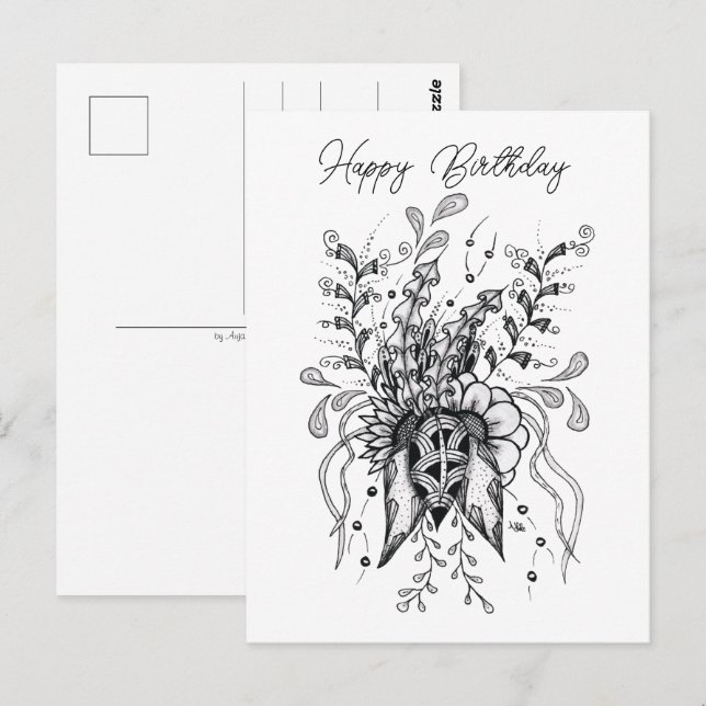 Cartão Postal Tangle Blume gezeichnet -  (Frente/Verso)