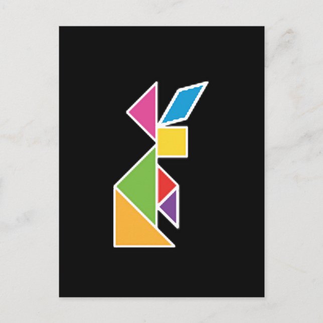 Cartão Postal tangram coelho (Frente)