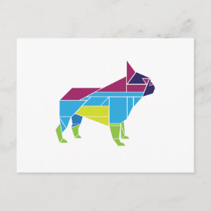 Cartão Postal Tangram Frenchie, multicolor