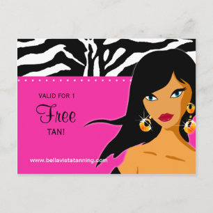 Cartão Postal Tanning Salon Invoca Etnia Zebra Rosa