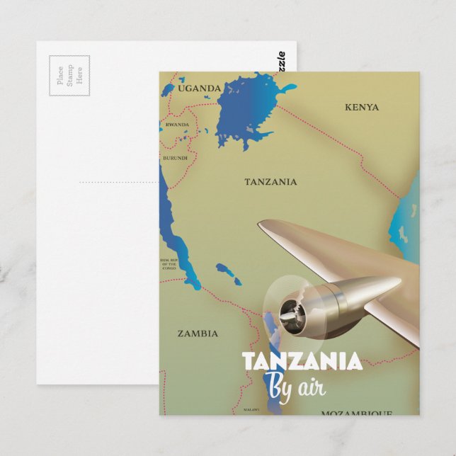 Cartão Postal Tanzânia De Avião (Frente/Verso)