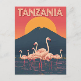 Cartão Postal Tanzania Flamingo Sunset