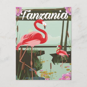 Cartão Postal Tanzânia - Lago Natron - Cartaz de viagem de flami