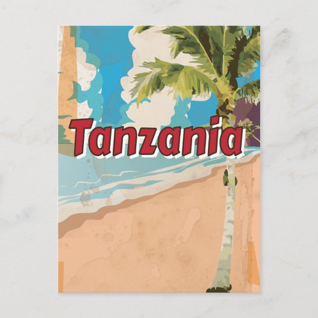 Cartão Postal Tanzânia Vintage Poster (Frente)