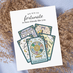 Cartão Postal Tão Afortunado Tarot Chá de Bebê Obrigada