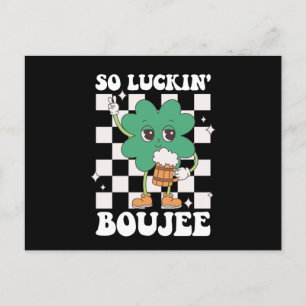 Cartão Postal Tão Sortudo Dia de São Patrício de Shamrock da Bou
