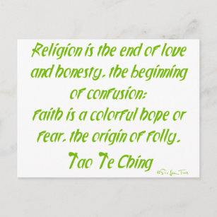Cartão Postal Tao Te Ching Sobre Religião