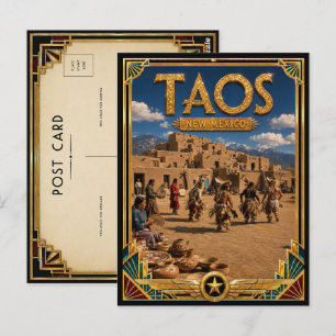 Cartão Postal Taos Novo México Arte Deco Vintage Era de Ouro