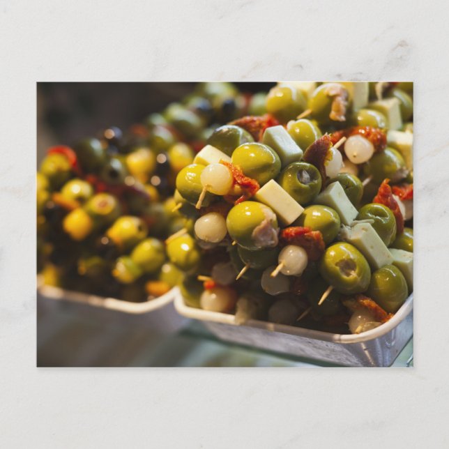Cartão Postal Tapas feitos com azeitonas recheadas (Frente)