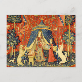 Cartão Postal Tapeçaria Medieval Lady and The Unicorn: Arte Fran