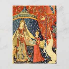 Cartão Postal Tapeçaria Medieval Lady e O Unicórnio: Arte France