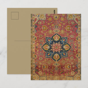 Cartão Postal Tapete Persa Asiático Kashan em Ouro Vermelho