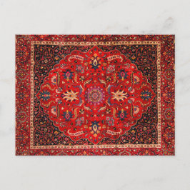 Cartão Postal Tapete Persa Vermelho de Mashhad