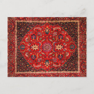 Cartão Postal Tapete Persa Vermelho de Mashhad