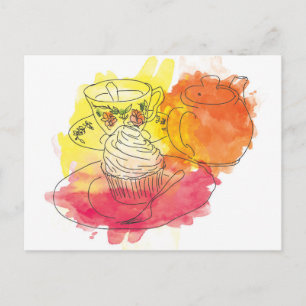 Cartão Postal Tarde Britânica Tea