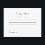 Cartão Postal Tarjeta de Consejos y Deseos Boda Minimalista<br><div class="desc">Esta tarjeta de consejos y deseos boda minimalista es perfecta para una boda Española moderna. Estas tarjetas son perfectas para una boda, una ducha de novia, una ducha de bebé, una fiesta de graduación y más. Personalice las tarjetas con los nombres de la novia y el novio, los futuros padres...</div>