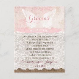 Cartão Postal Tarjeta de Gracias con oración para Bautismo