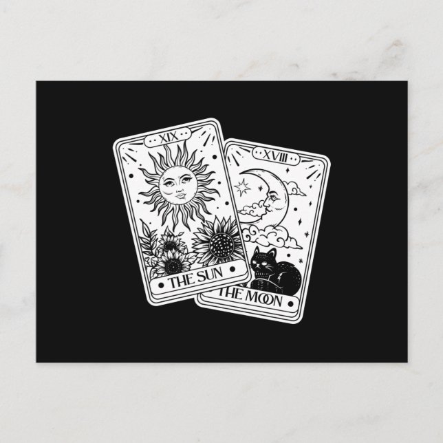 Cartão Postal Tarot Card Sin and Moon, Cat (Frente)