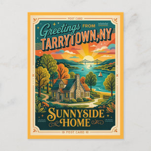 Cartão Postal Tarrytown NY Estilo Vintage Sunnyside