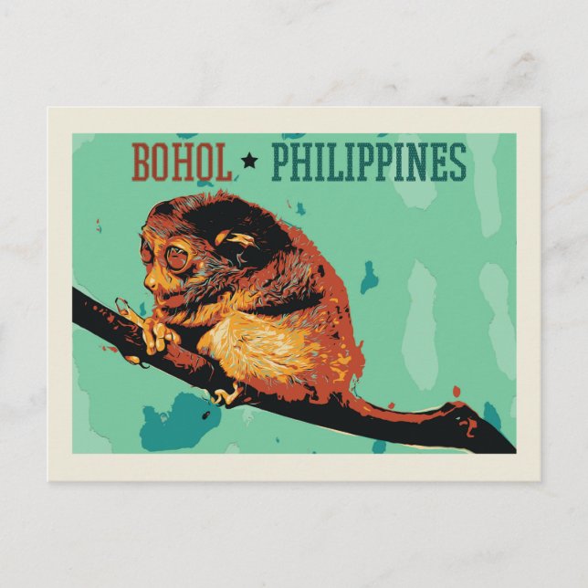 Cartão Postal Tarsier filipino, ilha de Bohol, Filipinas (Frente)