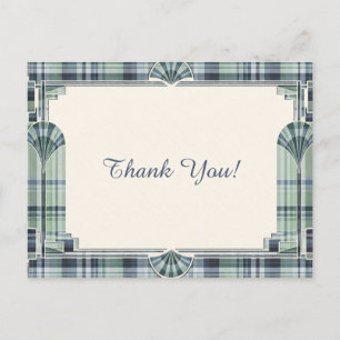 Cartão Postal Tartan Art Déco Obrigada