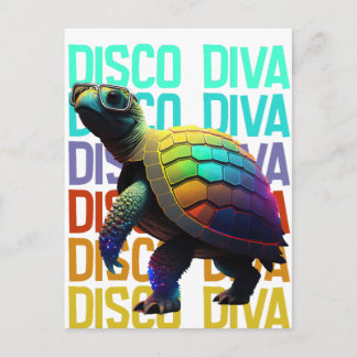 Cartão Postal Tartaruga Disco Diva