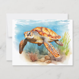 Cartão Postal Tartaruga do Mar Majestosa em Movimento