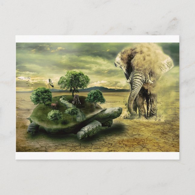 CARTÃO POSTAL TARTARUGA E ELEFANTE (Frente)
