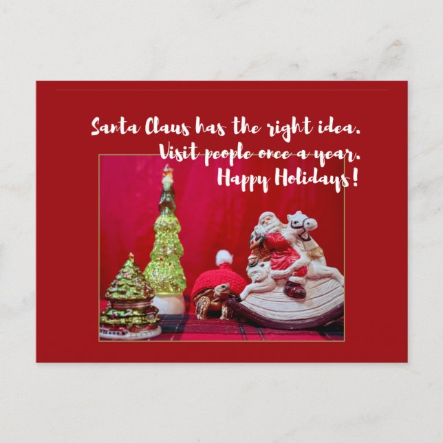 Cartão Postal Tartaruga e Santa Claus, citação de Natal fofa (Frente)